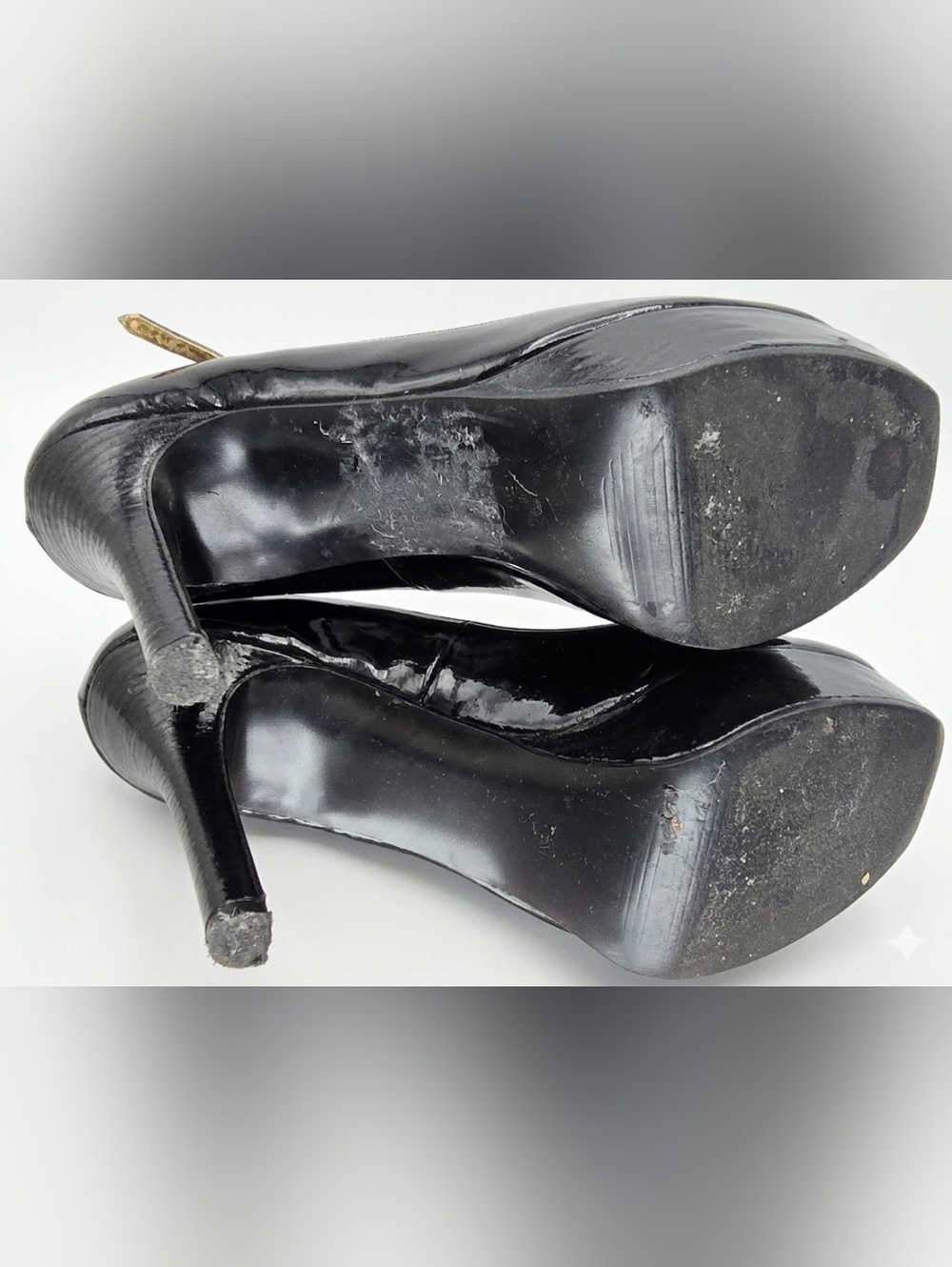 Iconic Vintage Guess Black Patent Leather Peep-Toe Mary Jane Heels 7.5 - Picture 5 of 10